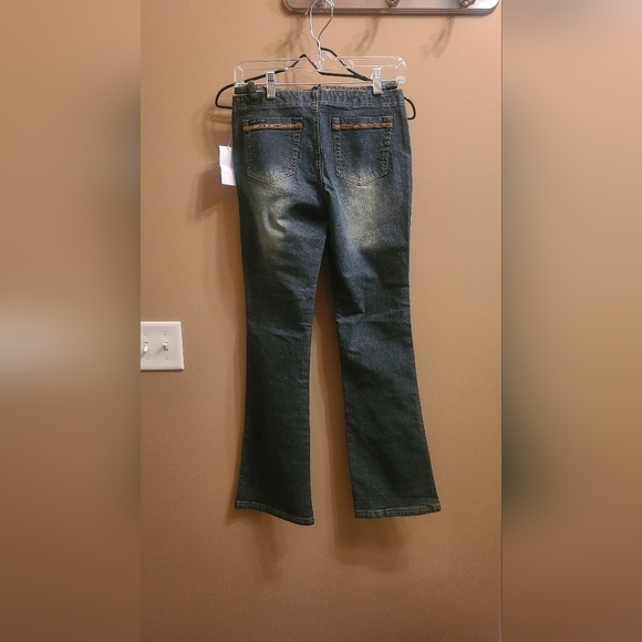 Vintage Y2K unique cut out low waist bell bottom jeans Y.O.Y.O. brand NTW - Picture 2 of 10